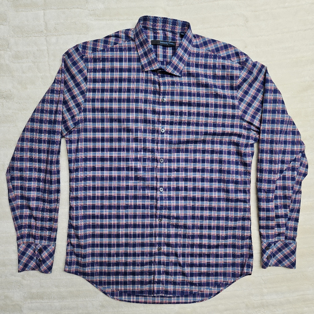 Zachary Prell Button Up LS Shirt Mens Large Plaid Multicolor Cotton
